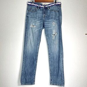 Artisa de Luxe Embroidered Waistline Low Rise Straight‎ Leg Sz 27